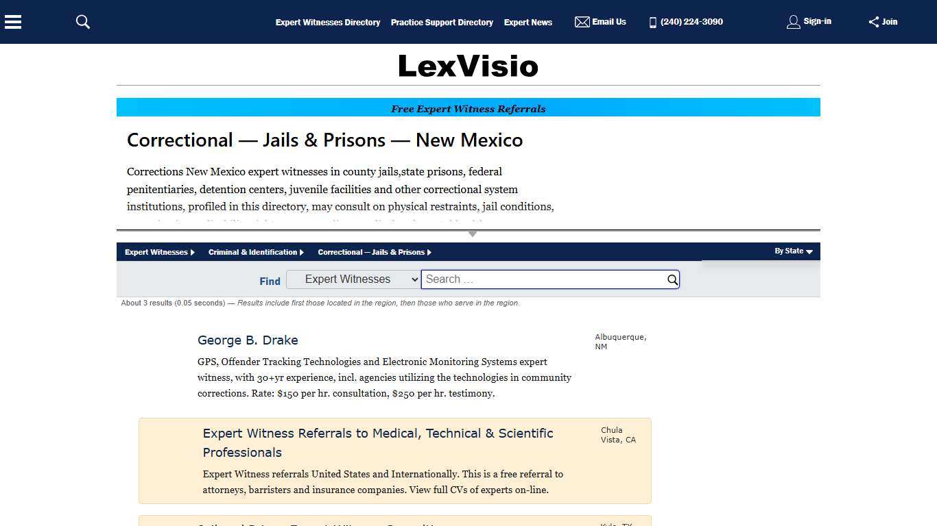 Correctional — Jails & Prisons — New Mexico Expert Witness Directory
