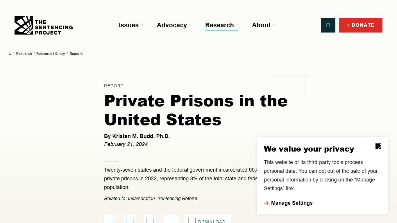 Private Prisons in the United States – The Sentencing Project